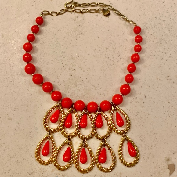 Trina Turk orange enamel drop necklace (with bag) - Picture 1 of 2